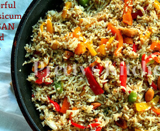 Colorful Capsicum Vegan Fried Rice / Shimla Mirch Wala Pulao ( Step By Step Pictures)