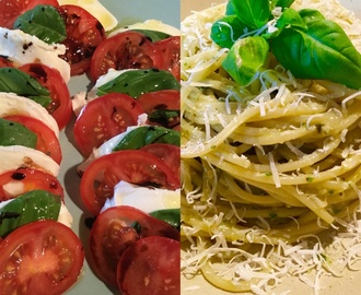 Caprese og kremet pesto og pasta 😊🍅🌿