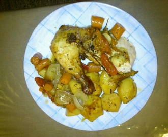 Κοτόπουλο γεμιστό με λαχανικά και πατάτες!!!!