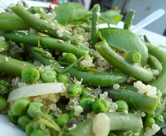 Groene groenten met quinoa en gomasio