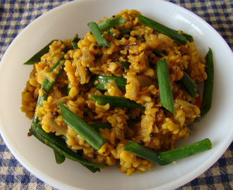 Mung Dal Aur Hare Pyaaz Ki Sabji ( Simple + Easy To Cook + Source Of Protein )