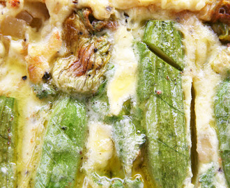 Oven omelet with zucchinis and zucchini’s flowers - Ομελέτα φούρνου με κολοκυθάκια και κολοκυθοανθούς