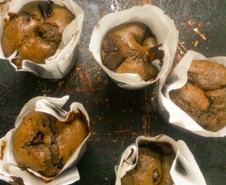 Eggless double chocolate chip muffins