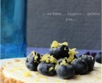 No bake lemon cheesecake with blueberries for summer – eggless and gelatin free