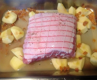 Roast Loin of Pork with Prosciutto, Apples and Apricots
