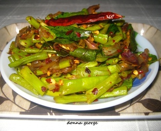 Yard long Bean Stir Fried with Crushed Red Chilli