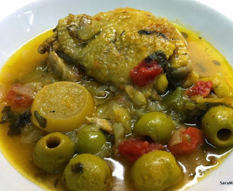 Tajine de pollastre amb llimones confitades i olives