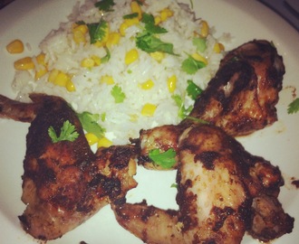 Sticky Asian BBQ Chicken wings & sweetcorn rice