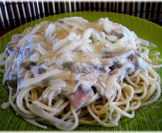 Μακαρονάδα με άσπρη σάλτσα μανιτάρια (spaghetti with mushroom sauce)