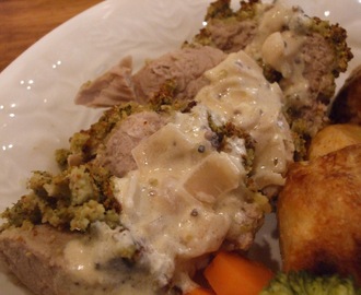 Sunday lunch courtesy of Delia - Loin of pork with a creme fraiche and mustard sauce