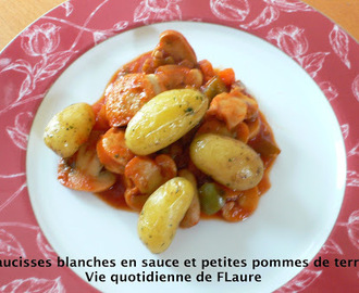 Saucisses blanches en sauce et petites pommes de terre
