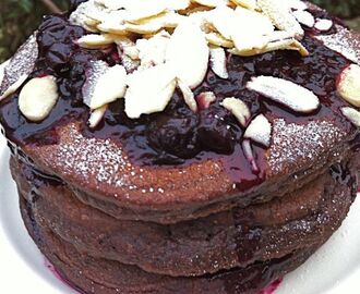 Chocolate Pancakes with Blackcurrant & Rose Compote - Random Recipes #25