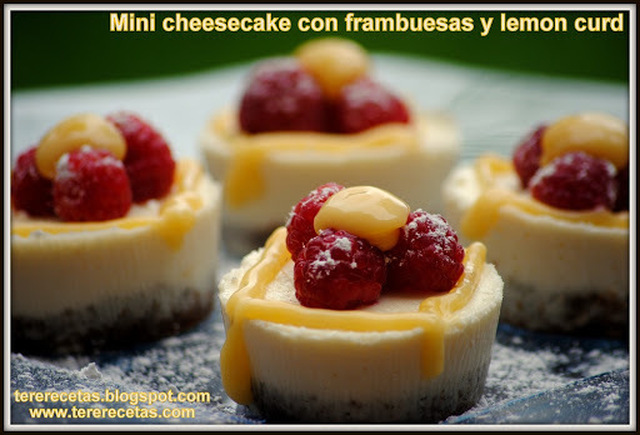 Minis cheesecakes con frambuesas y lemon curd. (Thermomix)