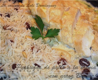 Pechugas de pollo a la cremacon arroz Basmati