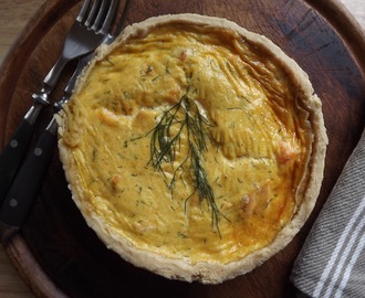 Poached Salmon, Soured Cream and Dill Tart
