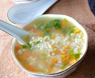 making vegetable soup with littlemillet(samai)/millet soup