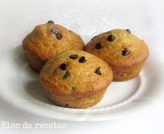 Muffins de plátano con chips de chocolate (sin gluten)