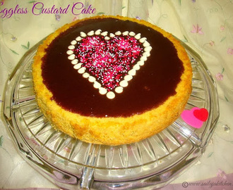 Eggless Custard Cake with Chocolate Glaze / Eggless Custard Cake Recipe- Valentine's Day Special Recipes