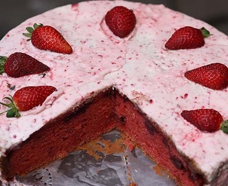 Red Velvet Strawberry Cake with Strawberry 'Cream Cheese' Frosting