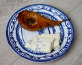 Kerst nagerecht; Gekarameliseerde peer met blauwe kaas
