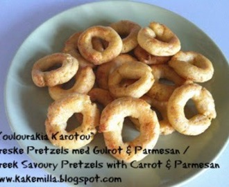 "Koulourakia Karotou" - Greske Pretzels med Gulrot & Parmesan / Greek Savoury Pretzels with Carrot & Parmesan