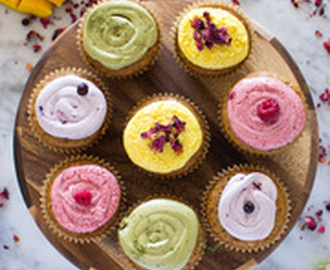 Vegan Cupcakes de vainilla + con la formación de hielo DIY Alimentos para colorear