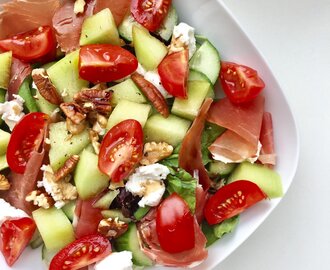 Salade met meloen en ham