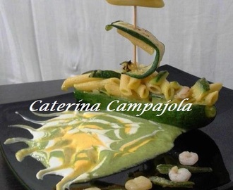 Penne Gamberetti e Zucchine in Barchetta