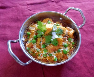 Mutter or Matar or Mattar Paneer Subzi Recipe-Indian Peas and Cottage Cheese Curry