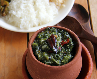 Garlicky Spinach - Keerai Masiyal - Keerai Kadiyal - Keerai for mixing with rice - Spicy keerai for Rice