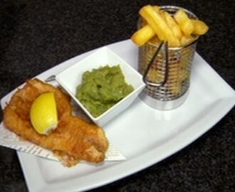 Fish and chips with mushy peas recipe