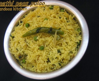 Methi peas pulao / Uluvacheera peas pulao  / Vendaya keerai peas pulao (with coconut milk)/ one pot meal
