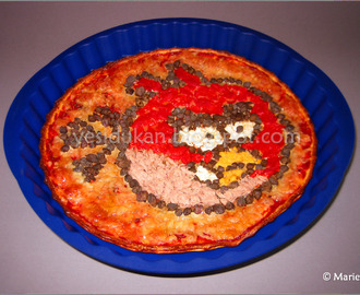 Pizza "Angry Birds" Dukan con masa de queso