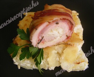 Baconbe tekert rozmaringos fetás csirkemell – marcsireceptjei.hu