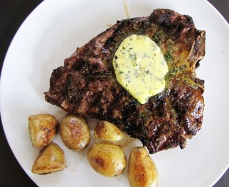 T-Bone steak with herbed compound butter