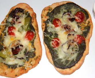 Naanizza with Spinach Pesto (Pizza on Naan) – Cook or Bake