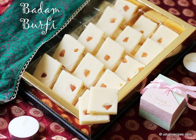 Badam Burfi | Almond Burfi Recipe (No milk, No ghee) | Diwali Sweets