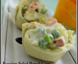 Russian Salad Bread Cups | How To Make Crispy Bread Cups - Step By Step Pictures