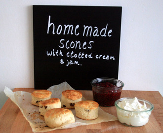 Easy home made scones with clotted cream & home made jam