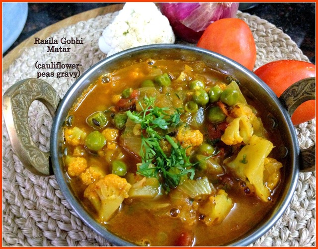 Rasila Gobhi Matar | Cauliflower and Peas Gravy | Quick Side dishes for Roti