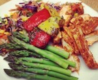 Recipe: Mexican Chicken, Grilled Peppers & Asparagus