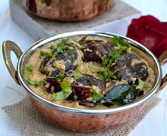 Bagara Baingan (Hyderabadi Baby Eggplants in Peanut-Coconut Gravy)
