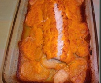 Bacallà al forn amb cobertura de verdures