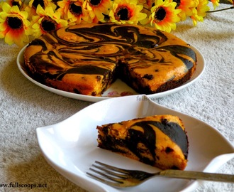Eggless Mango and Chocolate Marble Cake (eggless and butterless)