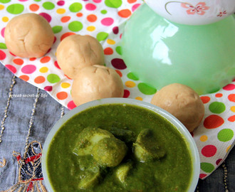 Aloo Palak - Palak potato - Potato spinach - Potato in spinach sauce - simple side dish for rice / roti / naan