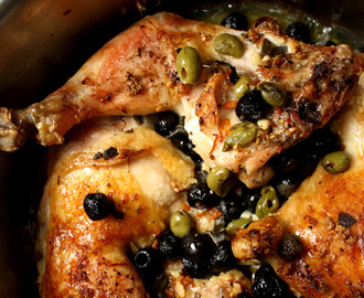 Roast Chicken With Green & Black Olives