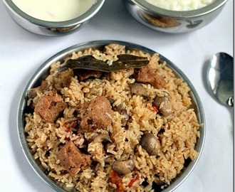 Dindigul Thalappakatti Veg Biryani-Mushroom,Soya Chunks Biryani Recipe--Sunday Lunch Recipe-1