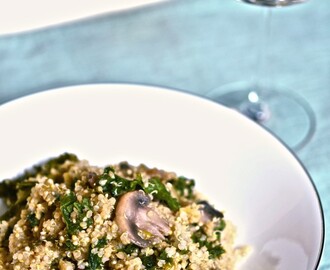 Risotto av quinoa med sopp og grønnkål