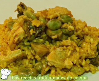 Receta de arroz con pollo, alcachofas y habas