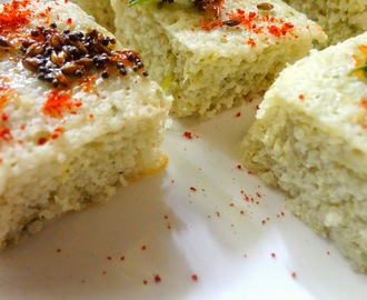 Khatta Dhoklas ( steamed lentils  and rice  savoury cakes)